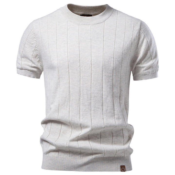 Herren nan leichter Kurzarm-Strickpullover mit feiner Rippenstruktur und Rundhalsausschnitt Echo Archiv