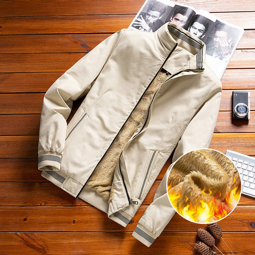 Herren nan thermisch gefütterte Freizeit-Bomberjacke mit Teddyfutter, Reißverschluss-Taschen und Stehkragen Echo Archiv