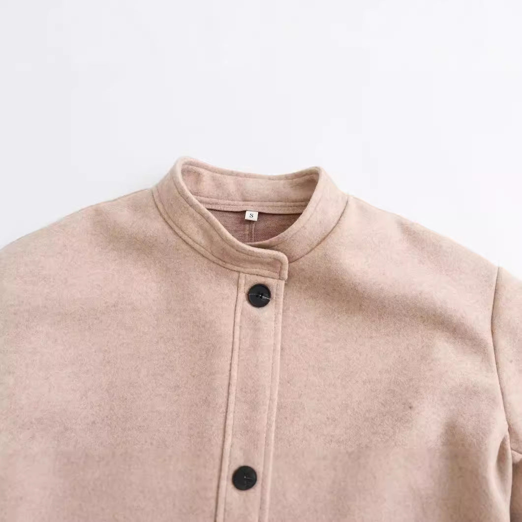 Damen Kurzjacke im Wollmix mit Rundhals, Oversize‑Passform und großen aufgesetzten Taschen Echo Archiv