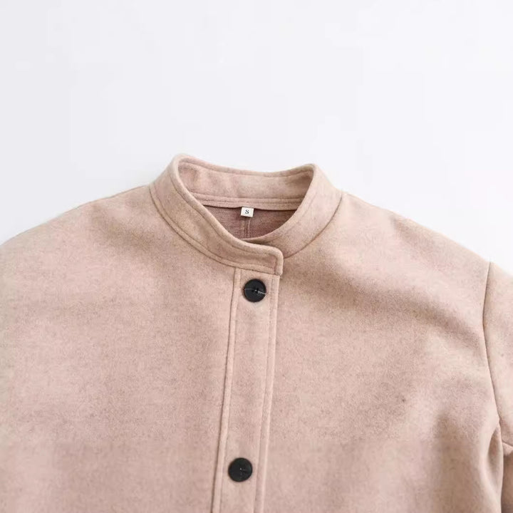 Damen Kurzjacke im Wollmix mit Rundhals, Oversize‑Passform und großen aufgesetzten Taschen Echo Archiv