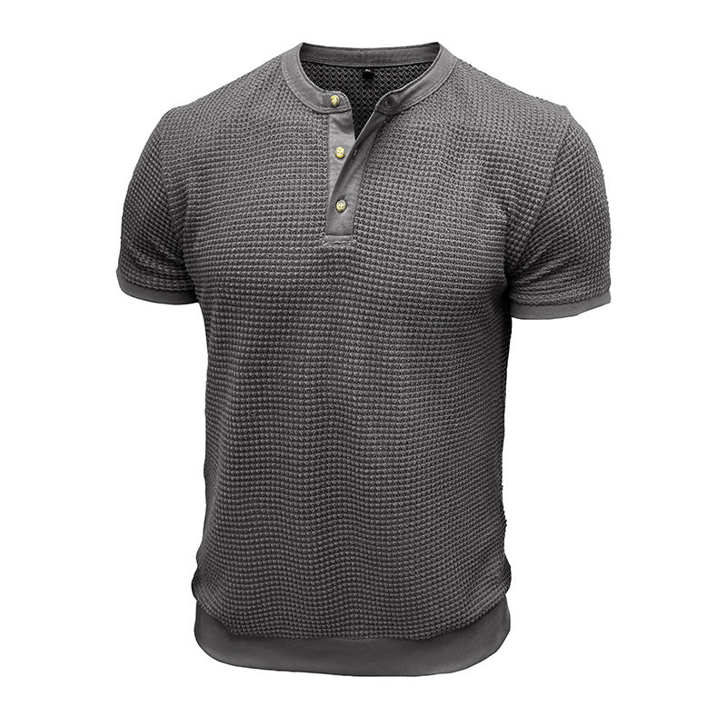 Herren Kurzarm-Henley-Shirt mit strukturiertem Design und edler Knopfleiste Echoarchiv