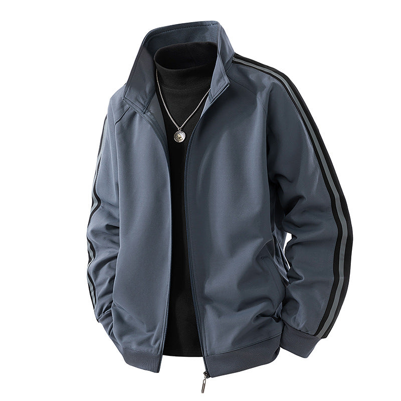 Herren Sportive Zipjacke mit Stehkragen und kontrastierenden Ärmestreifen Echo Archiv