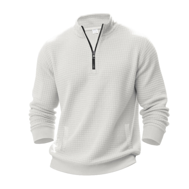 Herren Strukturierter Sweatpullover mit halbem Reißverschluss Echoarchiv