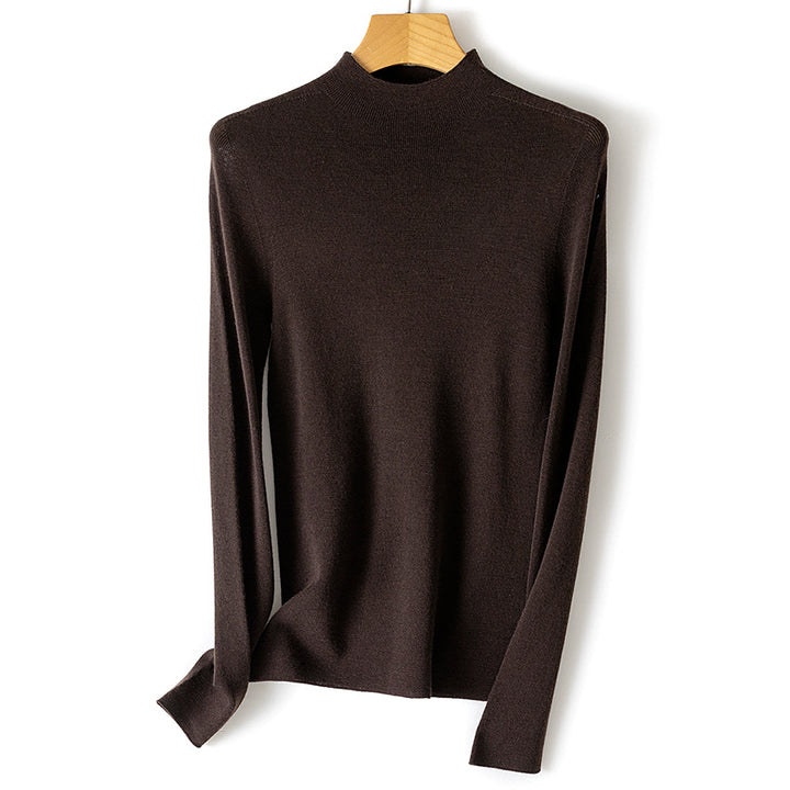 Damen Feiner Stretch-Feinstrickpullover mit halbem Stehkragen und schlanker Silhouette Echoarchiv