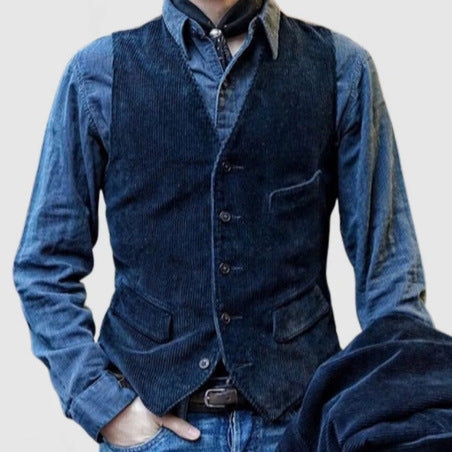 Herren Cordweste im rustikalen Look mit praktischen Taschen Echoarchiv