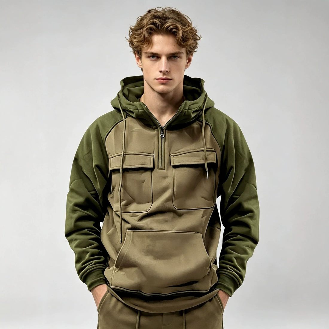 Herren Sportlicher Kapuzenpullover mit Funktionalen Taschen – Cavarno