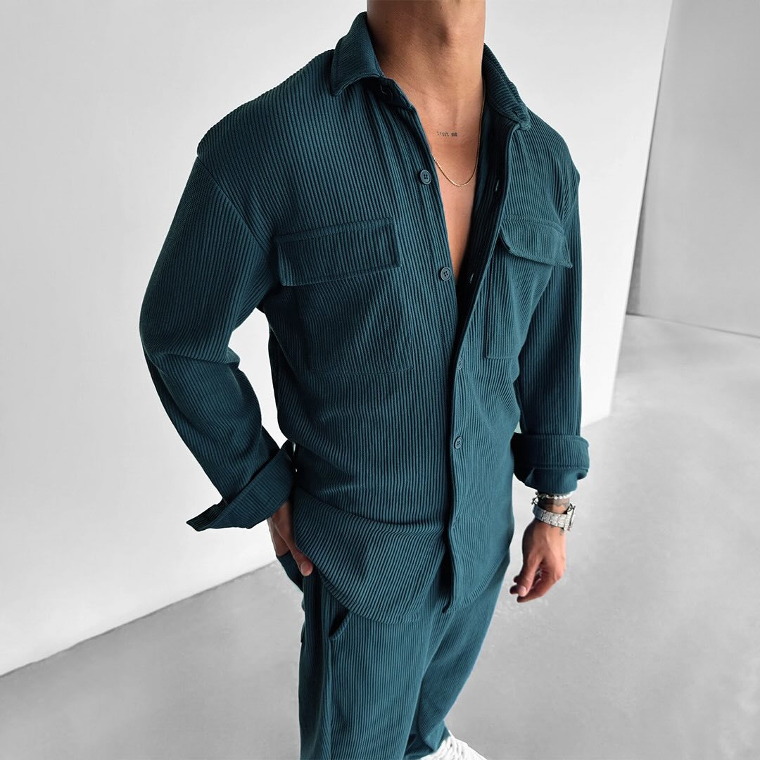 Herren utility Hemdbluse mit doppelten Brusttaschen Echoarchiv
