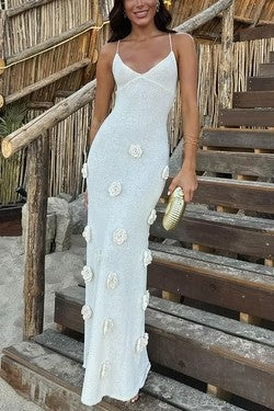 Damen elegantes glitzerndes Maxikleid mit floralen Applikationen Echo Archiv