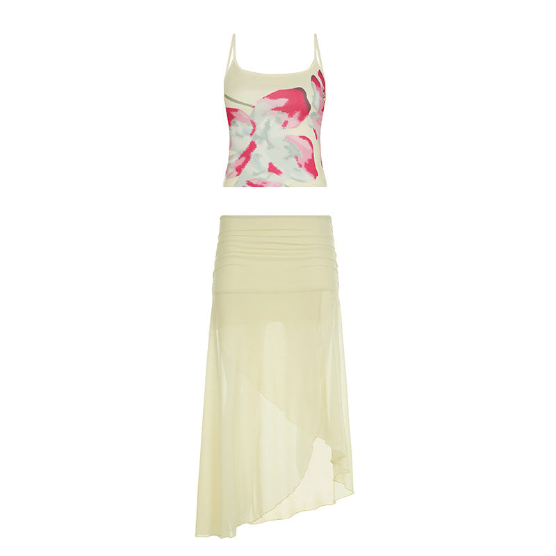 Damen Maxikleid mit asymmetrischem Schnitt und floralen Akzenten Echo Archiv