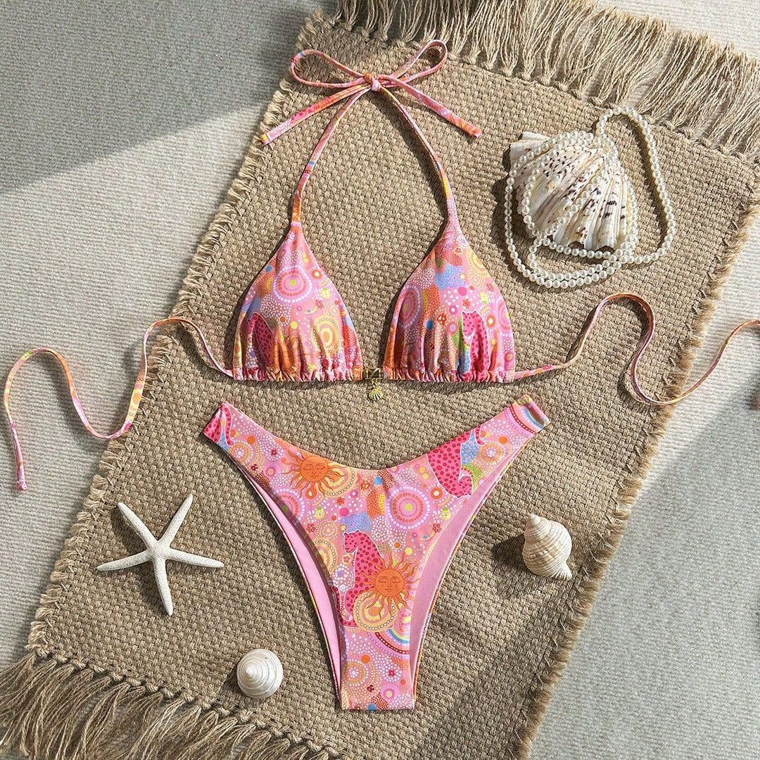 Damen Polka-Dots Triangel-Bikini mit verstellbaren Trägern Echo Archiv