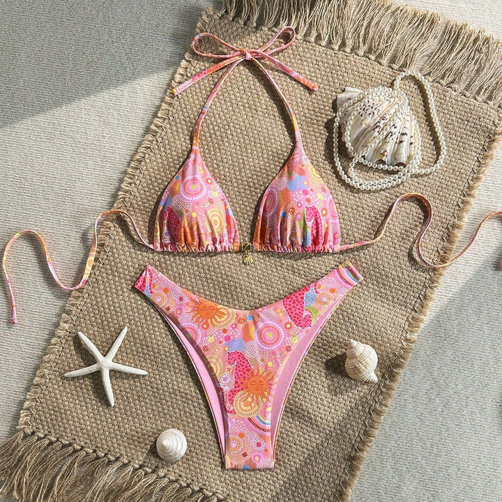 Damen Polka-Dots Triangel-Bikini mit verstellbaren Trägern Echo Archiv