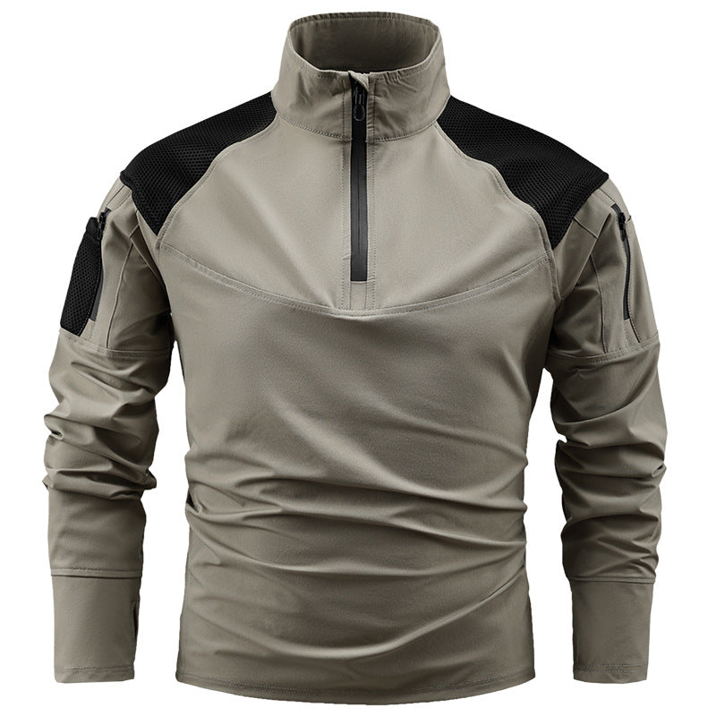 Herren nan taktisches Combat-Fieldshirt mit Halbreißverschluss, atmungsaktiven Mesh-Schultern und multifunktionalen Ärmeltaschen Echo Archiv