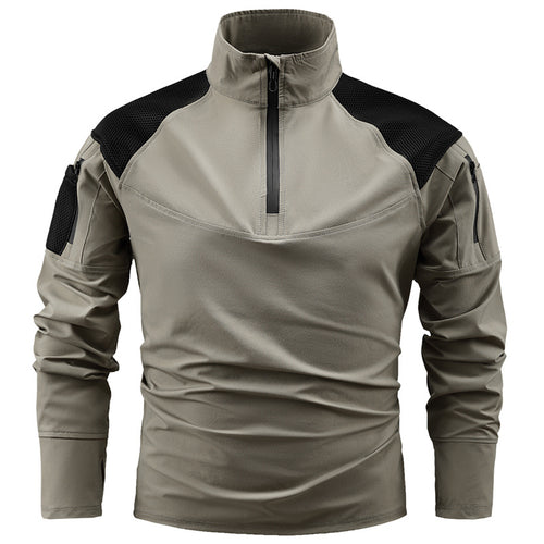 Herren nan taktisches Combat-Fieldshirt mit Halbreißverschluss, atmungsaktiven Mesh-Schultern und multifunktionalen Ärmeltaschen Echo Archiv