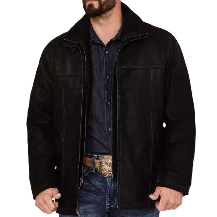 Herren elegante Lederjacke mit hohem Kragen Echoarchiv