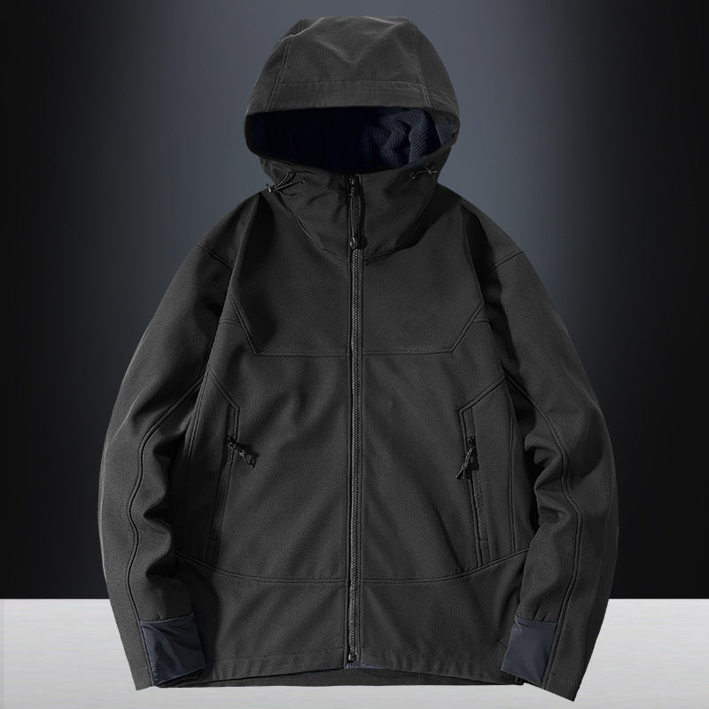 Herren Softshell Outdoorjacke mit winddichter, atmungsaktiver Membran und verstellbarer Kapuze Echo Archiv