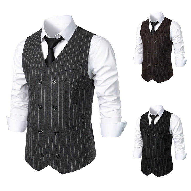 Herren elegante Anzugweste mit feinem Streifenmuster und doppelter Knopfleiste Echoarchiv