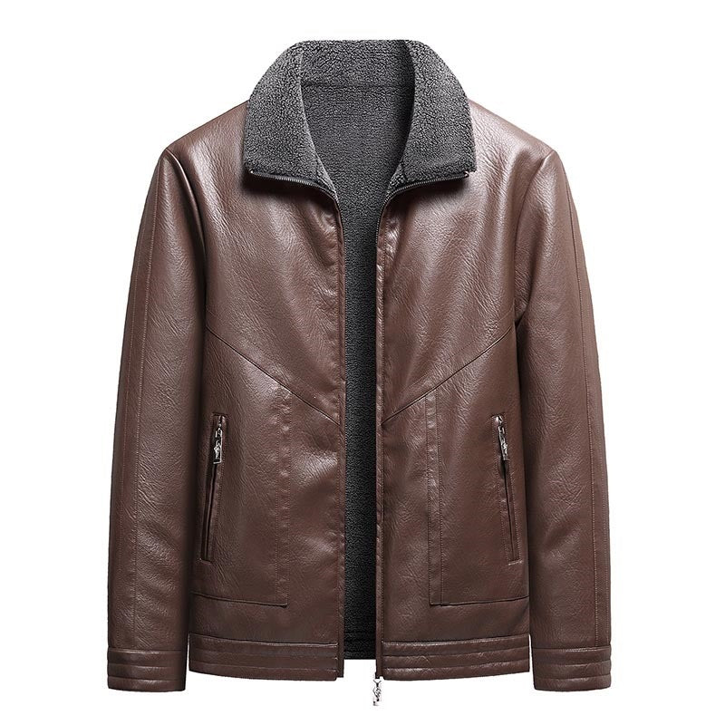Herren Elegante Kunstlederjacke mit hohem Kragen – Valtoré