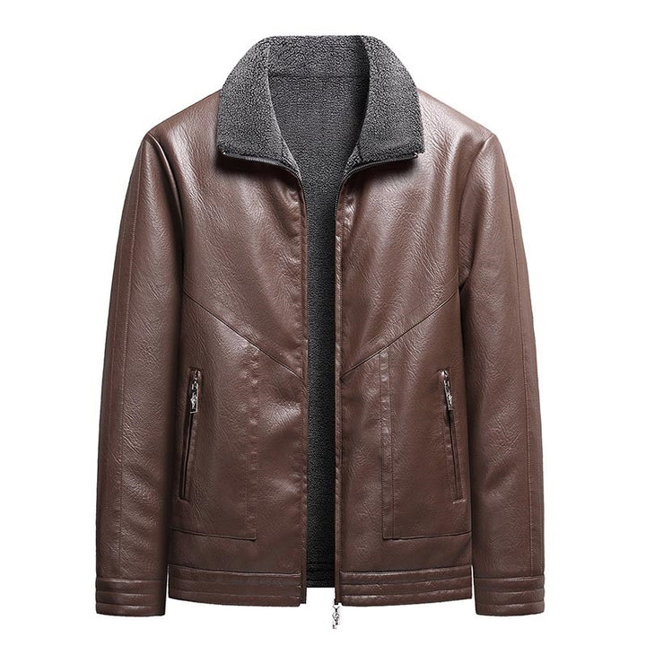 Herren Elegante Kunstlederjacke mit hohem Kragen – Valtoré