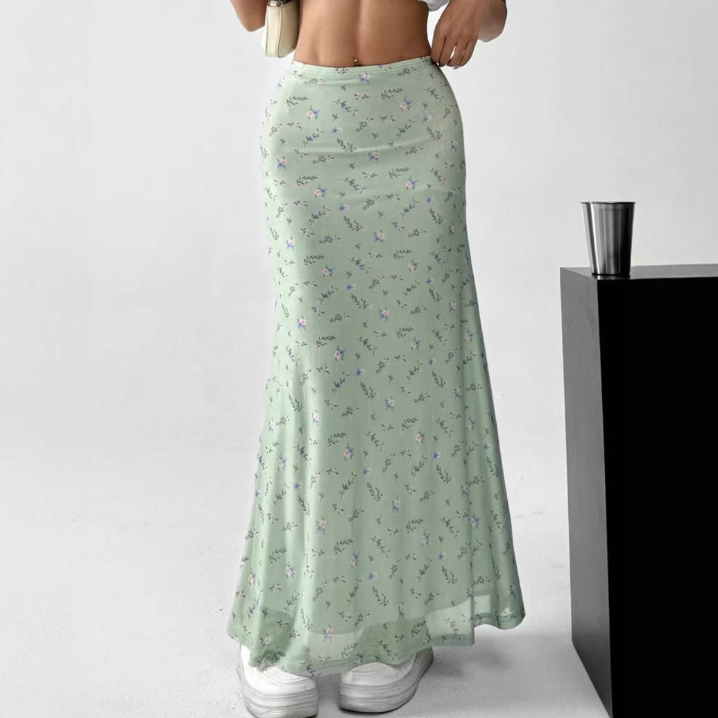 Damen Langrock mit floralen Motiven und fließendem Schnitt Echo Archiv