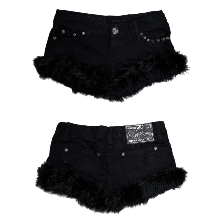Damen Kurze Jeans mit flauschigen Saum Echo Archiv