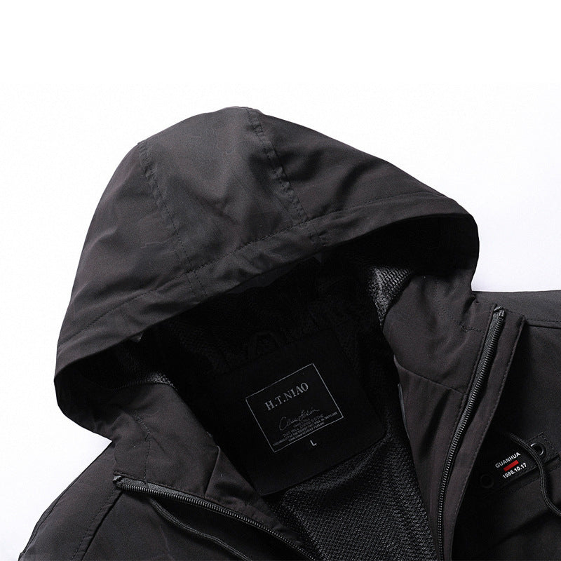 Herren Softshell-Jacke mit Kapuze, winddichtem Außenmaterial und atmungsaktivem Meshfutter Echoarchiv