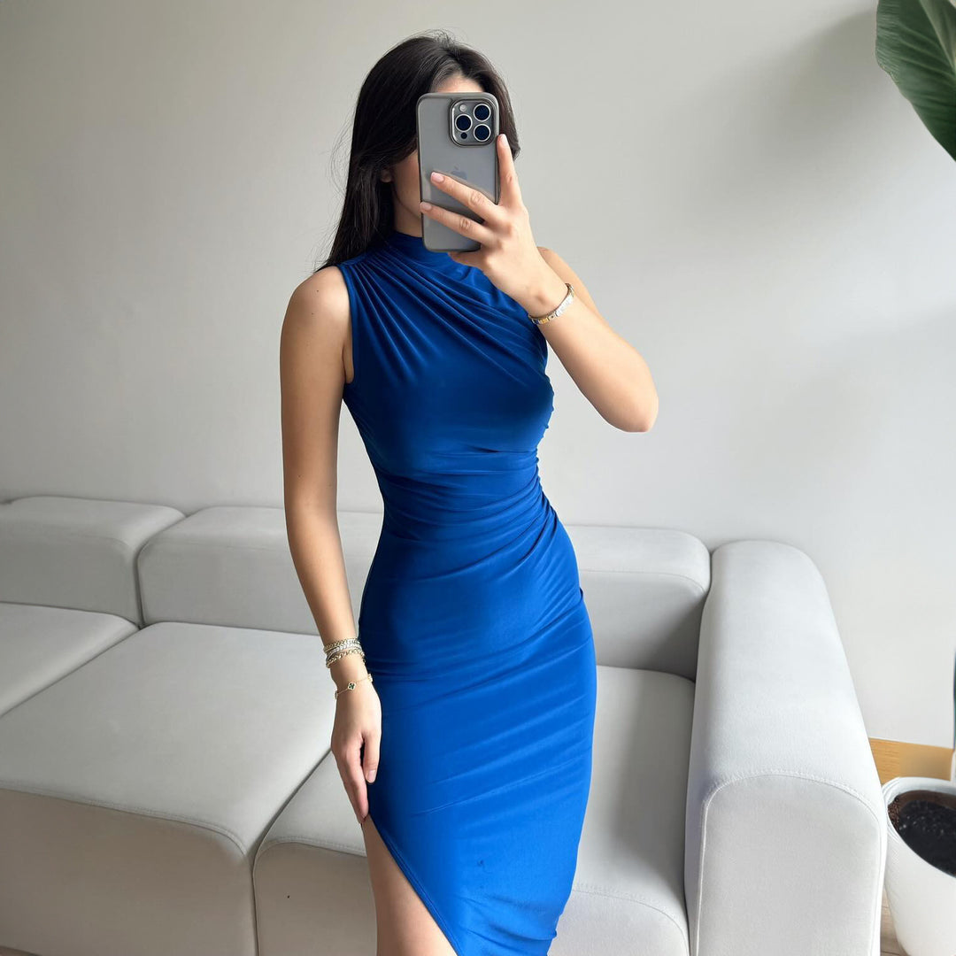 Damen Elegantes Wickelkleid mit figurbetontem Schnitt und hohem Schlitz Echo Archiv