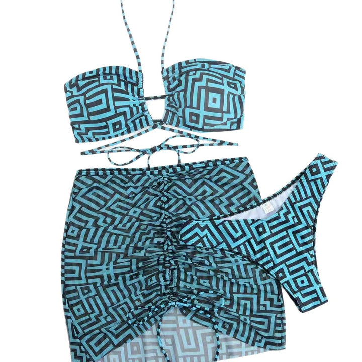 Damen Stylisches Bikini-Set mit Rüschen und bindbarem Überrock Echo Archiv