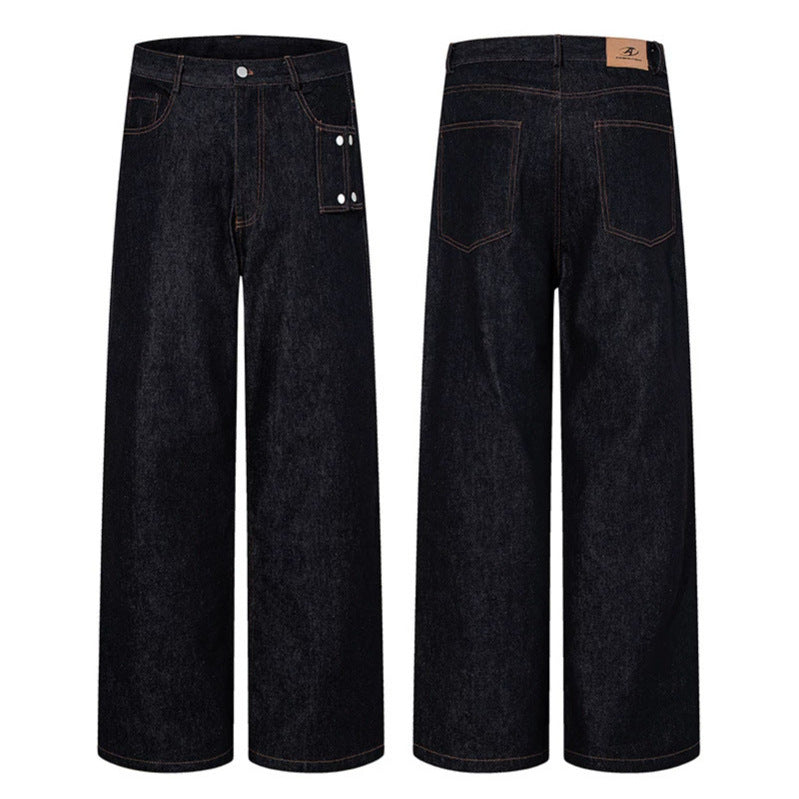 Damen Hochtaillierte Wide‑Leg Jeanshose mit Utility‑Tasche Echoarchiv