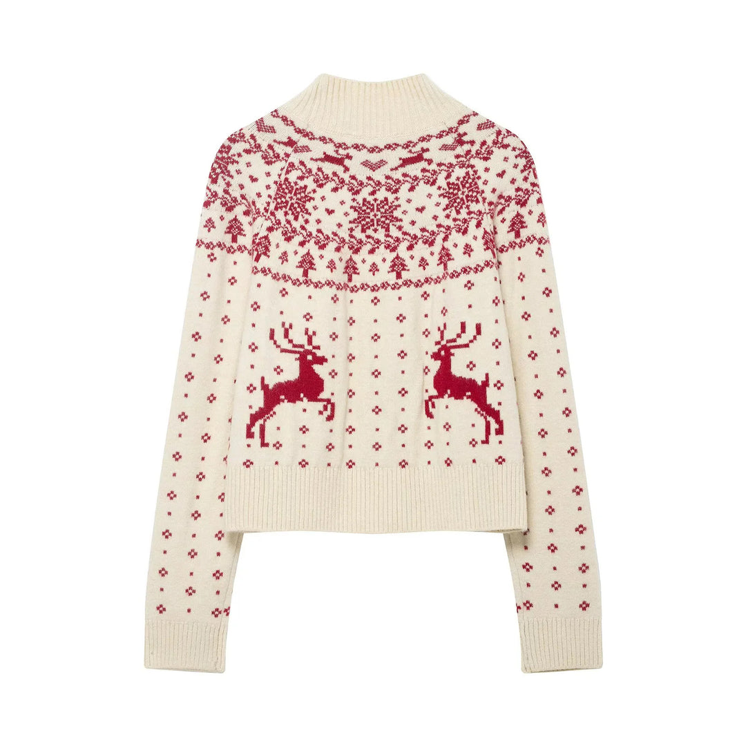 Damen nan weicher Norweger-Feinstrick-Pullover mit hohem Rollkragen und gestepptem Fair‑Isle-Motiv Echo Archiv