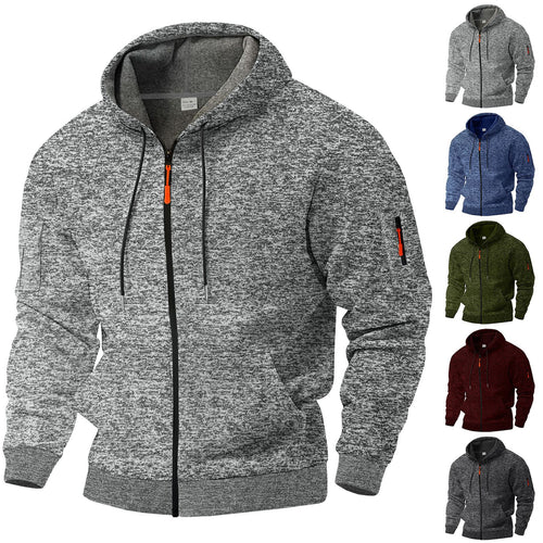Herren sportlicher Kapuzenpullover mit atmungsaktiver Struktur und farblich abgesetzten Reißverschluss-Details Echoarchiv