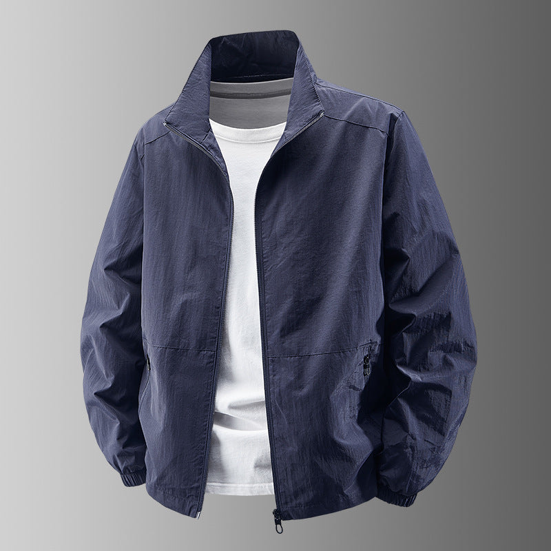 Herren nan atmungsaktive leichte Windjacke mit Stehkragen, elastischen Bündchen und verdeckten Reißverschlusstaschen Echo Archiv