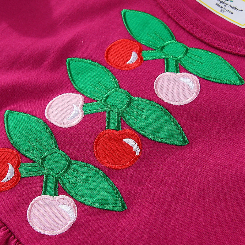 Mädchen Freizeitkleid mit niedlichem Kirsch-Motiv und Rüschen Echo Archiv
