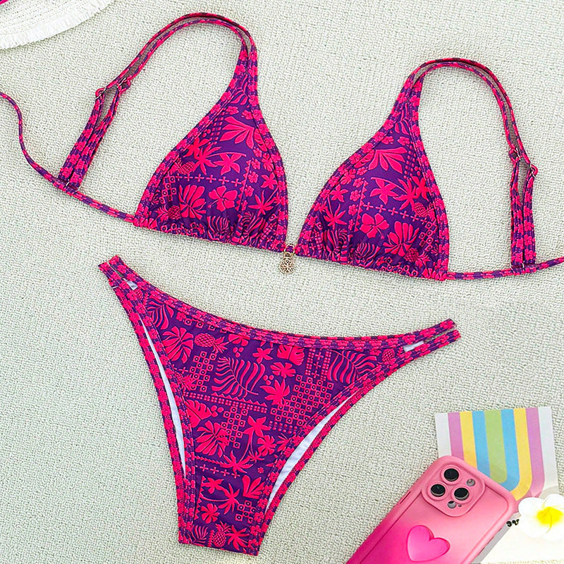 Damen Triangel-Bikini mit floralem Muster und elegantem Schmuckdetail Echo Archiv