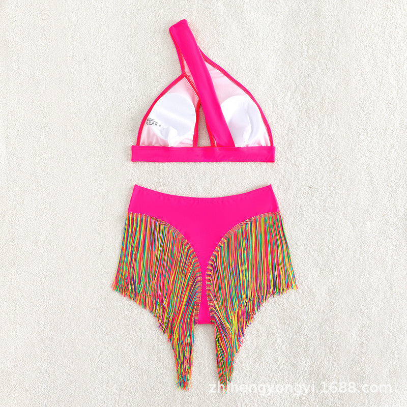 Damen Einseitiger Bikini mit fransigem Saum Echo Archiv
