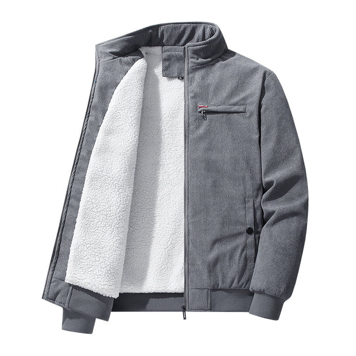 Herren Nano Hochwertige Cord-Jacke mit Teddy-Innenfutter, Stehkragen und Brustreißverschluss – Taviero