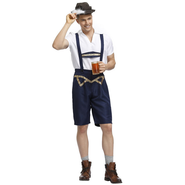 Herren nan traditionelle Oktoberfest Lederhose kurz mit verstellbaren Trägern und Zierstickerei Echo Archiv