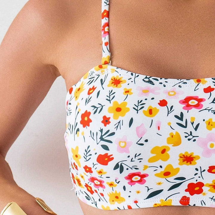 Damen Bandeau-Bikini mit hoch geschnittenem Unterteil und floralem Print Echo Archiv