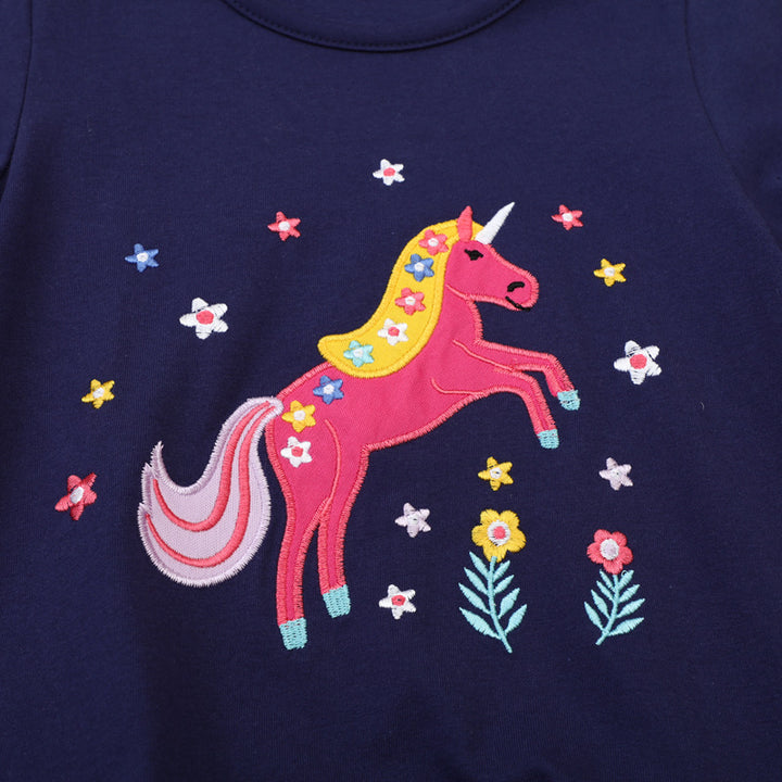 Mädchen T-Shirt Kleid mit zauberhaftem Einhornmotiv Echo Archiv