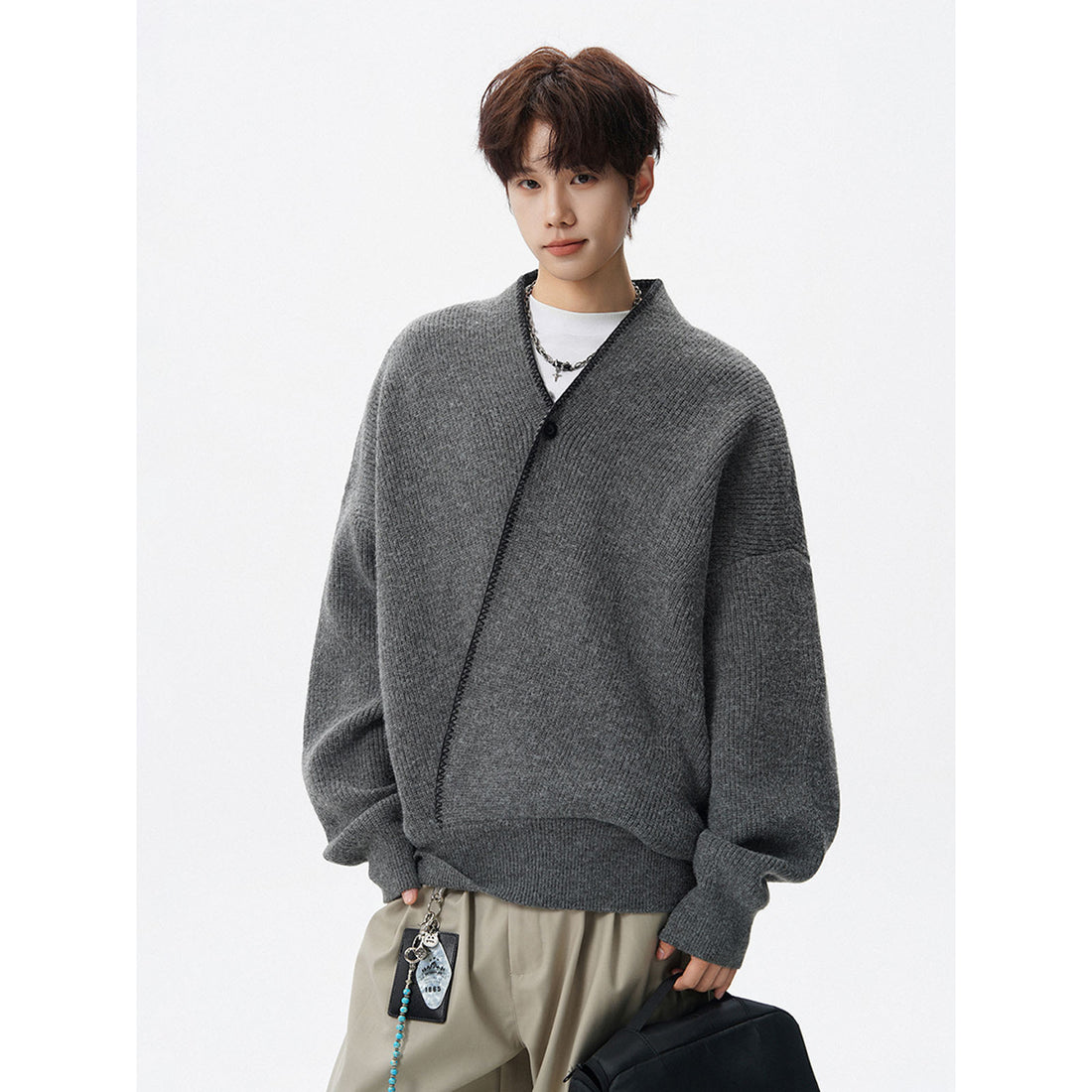Herren Großer Strickpullover mit Knopfleiste Echoarchiv