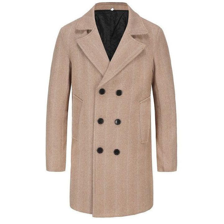 Herren zeitloser Dufflecoat mit elegantem Hahnentrittmuster Echoarchiv