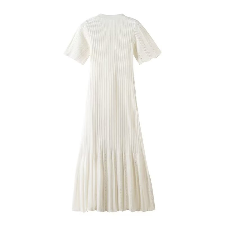 Damen knielanges Strickkleid mit eingeprägtem Muster und Knopfleiste Echo Archiv