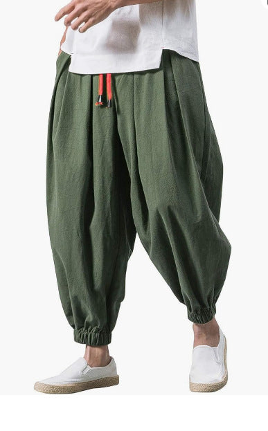Herren nan lässige Leinen-Joggerhose mit Tunnelzug, strukturierter Oberfläche und elastischen Bündchen Echo Archiv