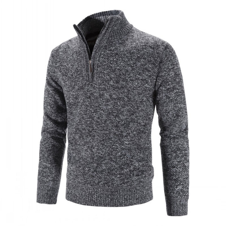 Herren modischer Strickpullover mit halbem Reißverschluss und strukturiertem Design Echoarchiv