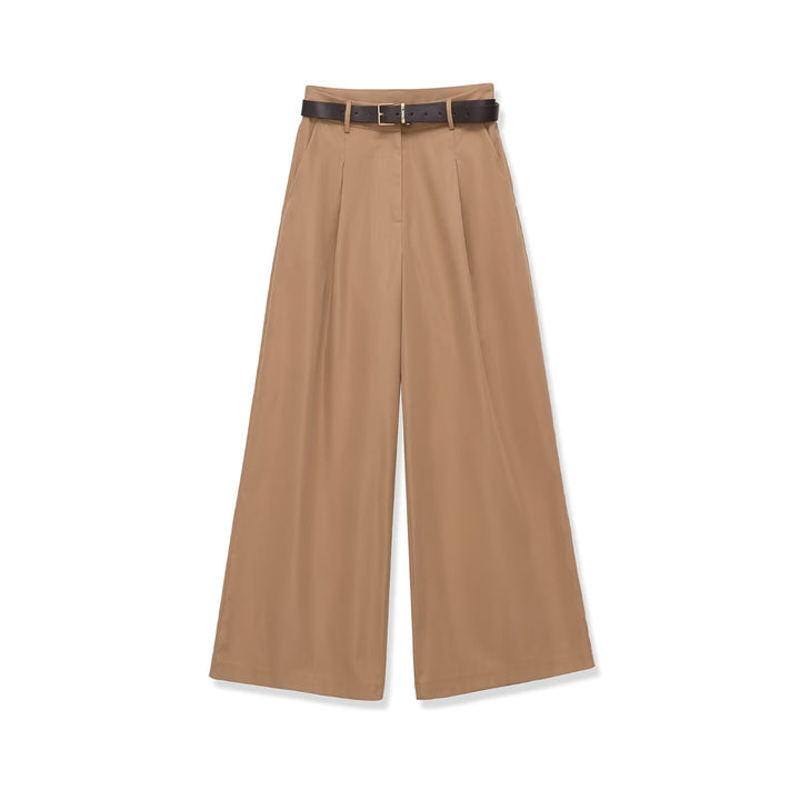 Damen Hochtaillierte Palazzo-Hose mit Bundfalten und Taillengürtel Echo Archiv