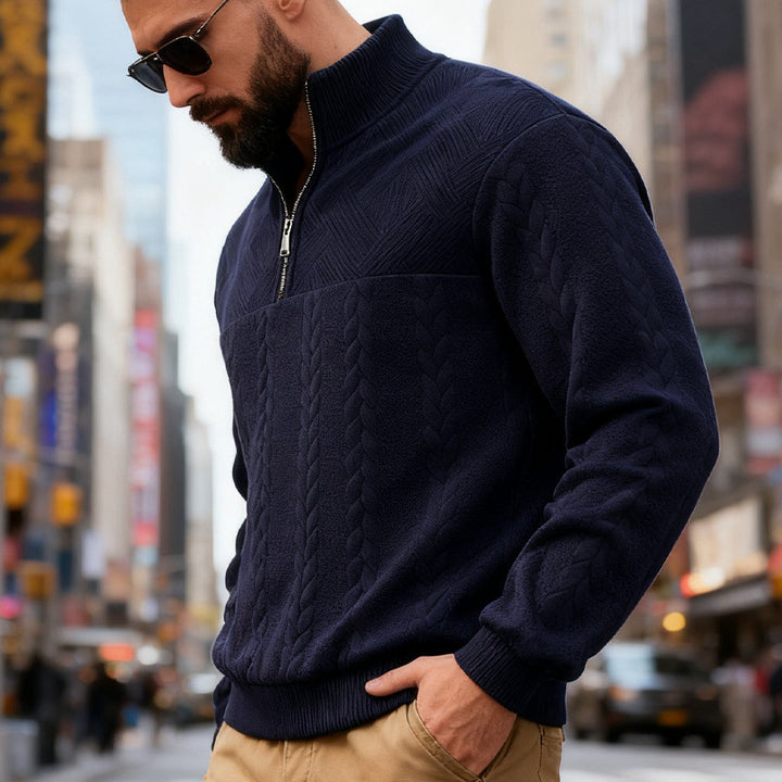 Herren Fleece-Pullover mit hohem Kragen und Reißverschluss Echoarchiv