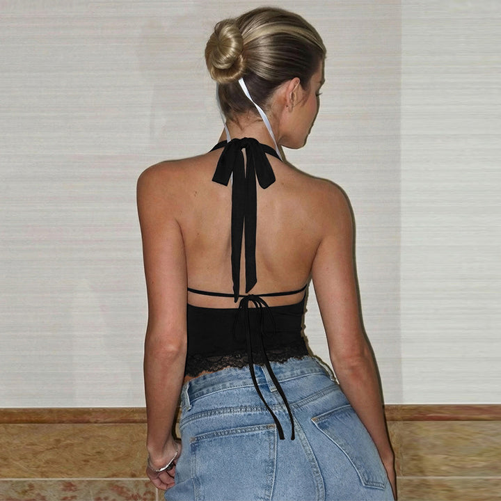 Damen Haltertop mit eleganter Spitzenkante Echo Archiv