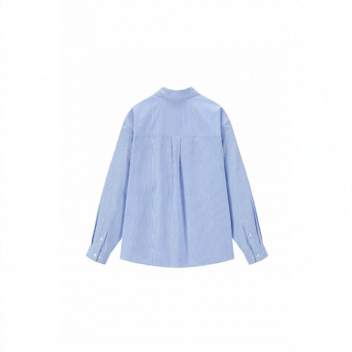 Damen Oversize-Casual-Hemd mit feinem Nadelstreifen und dekorativer Schleifen-Applikation Echo Archiv
