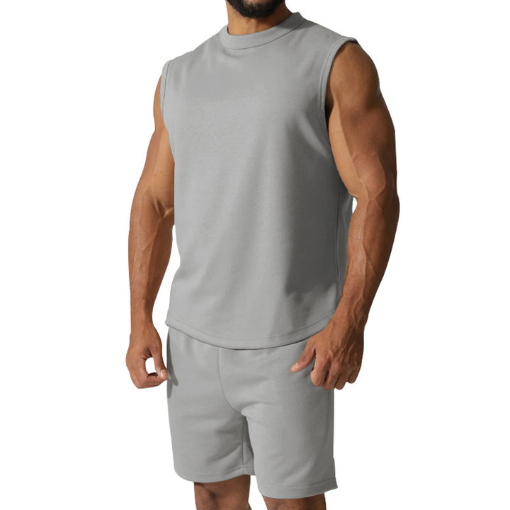 Herren Sportliches ärmelloses Trainingsset mit bequemen Shorts und atmungsaktivem Material Echoarchiv