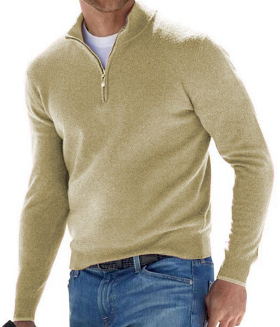 Herren Feiner Strickpullover mit kurzem Reißverschluss und Troyerkragen Echo Archiv