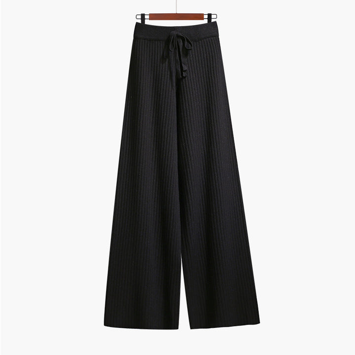 Damen Weit geschnittene Rippstrickhose mit Kordelzug Echo Archiv